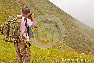 Take photos trekking Editorial Stock Photo