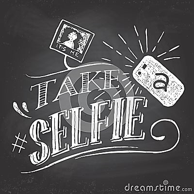 Take a selfie on blackboard Vector Illustration