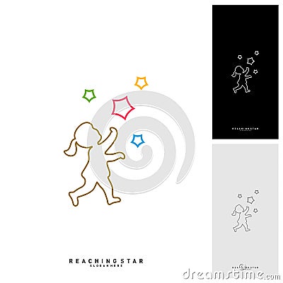 Take a Star Logo Design Template Vector. Reaching Stars Logo Concepts. Creative Symbol - Vector Vector Illustration