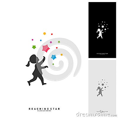 Take a Star Logo Design Template Vector. Reaching Stars Logo Concepts. Creative Symbol - Vector Vector Illustration