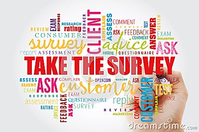 Take the Survey word cloud collage Stock Photo