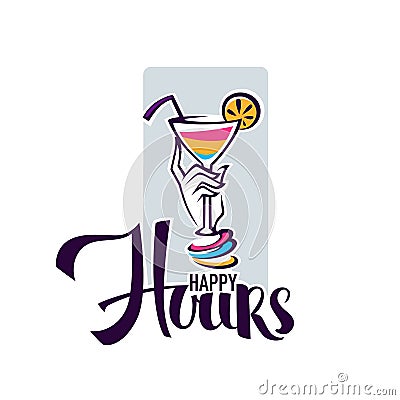 Take your summer drink and enjoy our happy hour! Vector Illustration