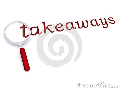 Takeaways with magnifiying glass Stock Photo