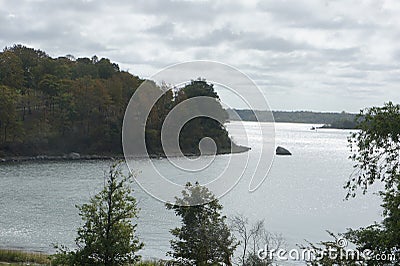 More fall foliage at World`s End in Hingham, Mass. Stock Photo