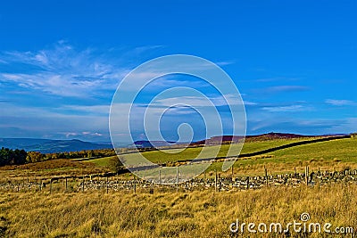 Blue sky thinking at Longshaw, near Grindleford, East Midlands. Stock Photo