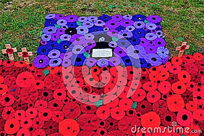 Centenary poppies display at Selby Cathedral. Editorial Stock Photo