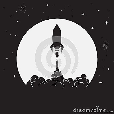 Takeoff of rocket Vector Illustration