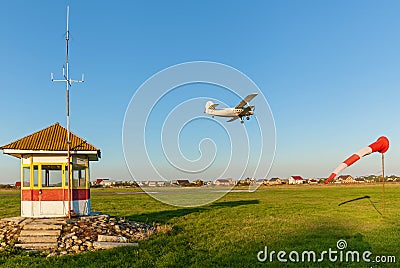 The takeoff strip of the aircraft. Stock Photo