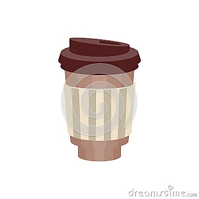 Takeout coffee in paper cup with lid vector Illustration Vector Illustration