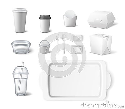 Takeout Fastfood Packages Set Vector Illustration