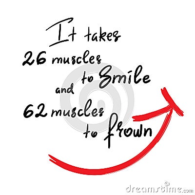 It takes 26 muscles to smile, and 62 muscles to frown Stock Photo