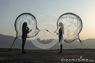 Taking action to solve problems, dialogue or meeting to generate new ideas, collaboration or cooperation to succeed Stock Photo