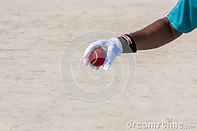 Taking the catch of red ball with hands Stock Photo