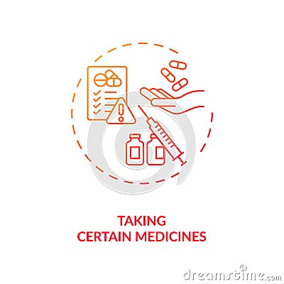 Taking certain medicines concept icon Vector Illustration