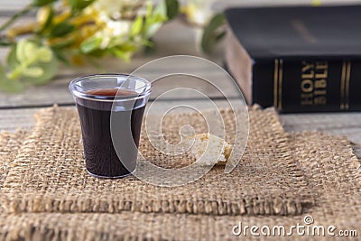 Taking communion and Lord Supper concept Stock Photo