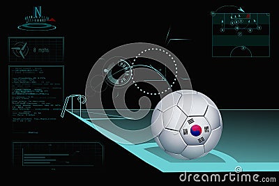 Taking a corner infographic with South Korea soccer ball Stock Photo