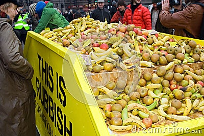 Taking Fruit at Free Food, Trafalgar Square Editorial Stock Photo