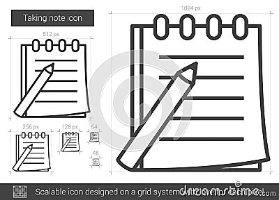 Taking note line icon. Vector Illustration