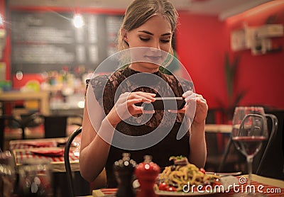 Taking a photo of the pasta Stock Photo