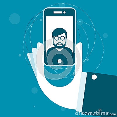 Taking a photo with smartphone Vector Illustration