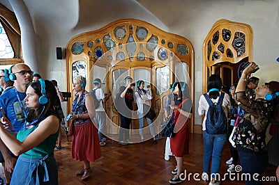 Taking Photos at Casa Batllo in Barcelona Spain Editorial Stock Photo