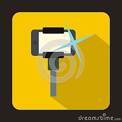 Taking pictures on smartphone on selfie stick icon Vector Illustration