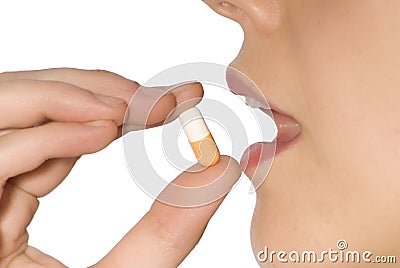 Taking pill Stock Photo