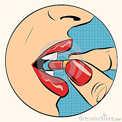 Taking the pill medication Vector Illustration