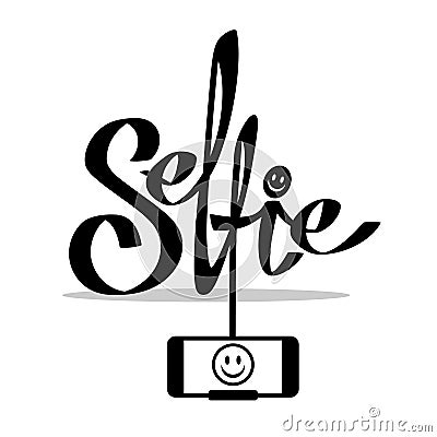 Taking Selfie Photo on Smart Phone concept illustration. Vector. Vector Illustration