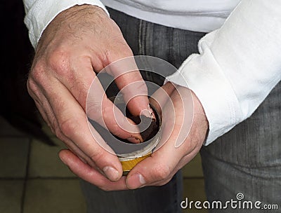 Taking snuff Stock Photo