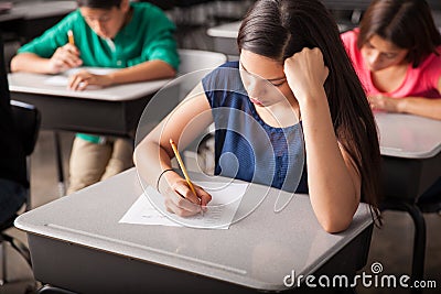 Taking a test in high school Stock Photo