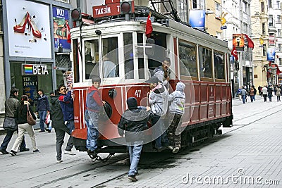 Taksim Istanbul tram Editorial Stock Photo