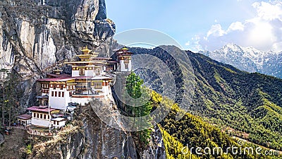 Taktshang Goemba or Tiger's nest Temple on mountain, Bhutan Stock Photo