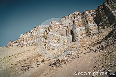 Takyr in Aktau white mountains in Altyn-Emel National Park, Kazakhstan Stock Photo