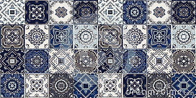 Talavera pattern. Indian patchwork. Azulejos portugal. Turkish ornament. Moroccan tile mosaic Vector Illustration