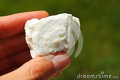 Talc mineral from Spain held in a hand Stock Photo