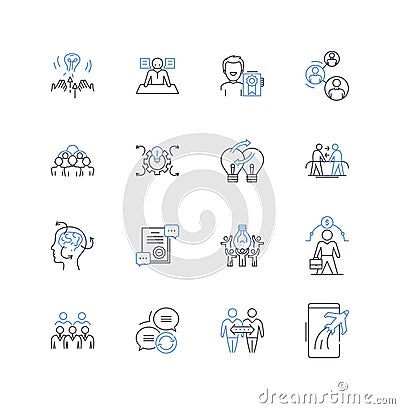 Talent coordination line icons collection. Recruitment, Management, Collaboration, Sourcing, Empowerment, Nerking Vector Illustration