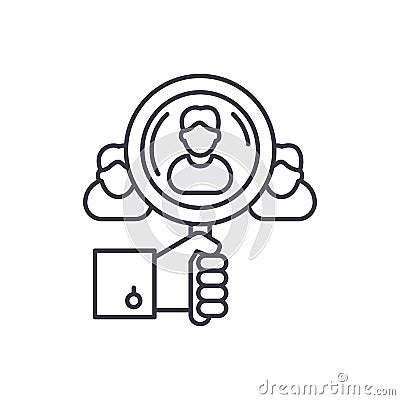 Talent search line icon concept. Talent search vector linear illustration, symbol, sign Vector Illustration