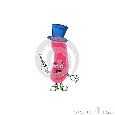 Talented fusobacteria Magician cartoon mascot design style Vector Illustration