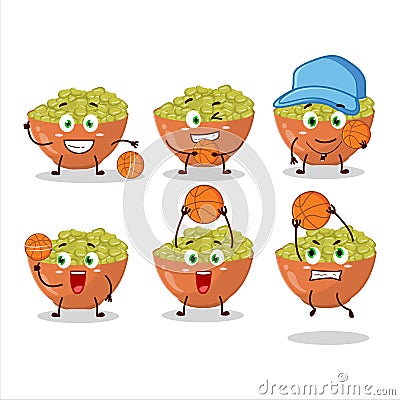 Talented mung beans cartoon character as a basketball athlete Vector Illustration