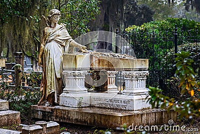 Taliaferro Angel at Bonaventure Cemetery at Savannah Georgia Editorial Stock Photo