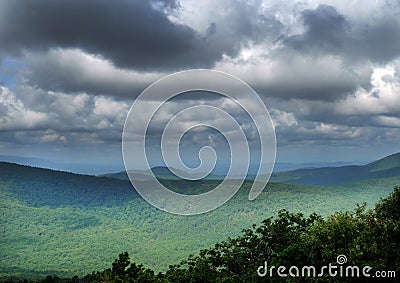 Talimena Drive, Ouachita mountains, dramatic skies. Stock Photo