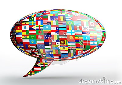 Talk bubble language concept with nation flags Stock Photo