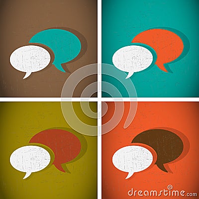 Talk Bubbles Vintage Vector Illustration