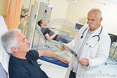 Talk donor and doctor Stock Photo