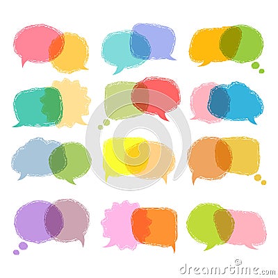 Talking bubble colorful set Vector Illustration