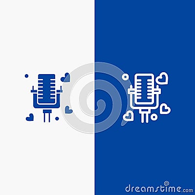 Talking, Love, Married, Wedding Line and Glyph Solid icon Blue banner Line and Glyph Solid icon Blue banner Vector Illustration