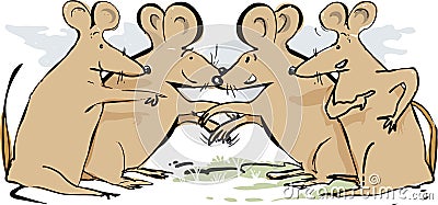 Talking Mice Greeting Each Other Vector Illustration