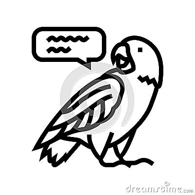 talking parrot bird line icon vector illustration Cartoon Illustration