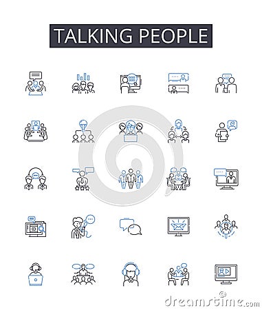 Talking people line icons collection. Conversing individuals, Communicating folks, Chattering individuals, Bantering Vector Illustration